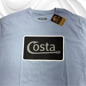 COSTA Men’s XXL Blue Short Sleeve T-shirt FISH HOOK LOGO